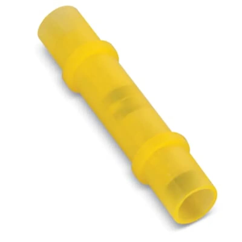Nylon Insulated Aircraft Splice, Length 1.54 Inches, Width .35 Inches, Wire Range #12-#10 AWG, Color Yellow, Copper, Tin Plated, 500 Pack
