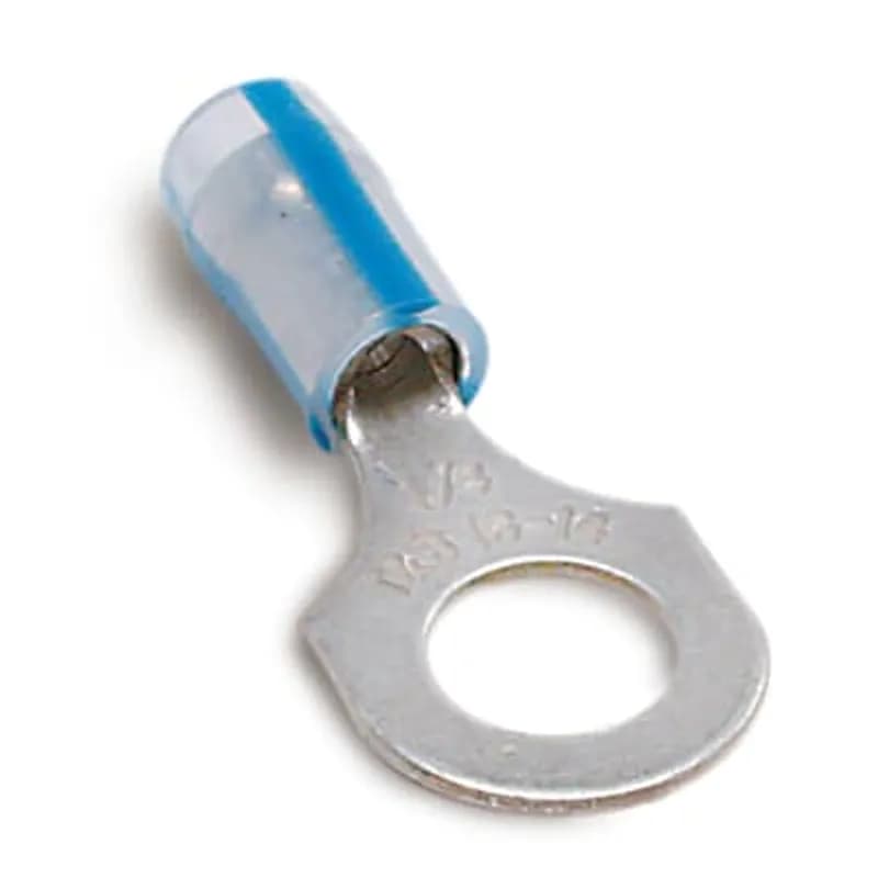 ABB - Installation Products RCT863 - Fluoropolymer Insulated Ring Terminal For Wire Range 12-10 Stud Size #8, Clear/Yellow Stripe