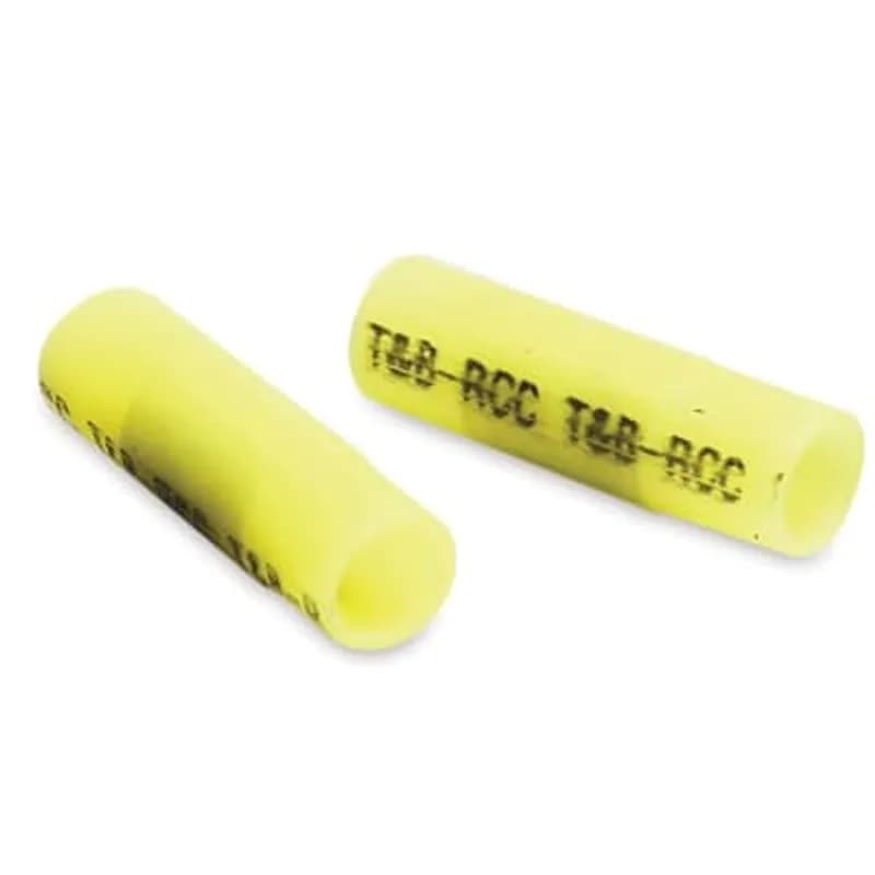 Nylon Insulated Parallel Splice, Length .90 Inches, Width .28 Inches, Wire Range #14-#12 AWG, Color Yellow, Copper, Tin Plated, 500 Pack