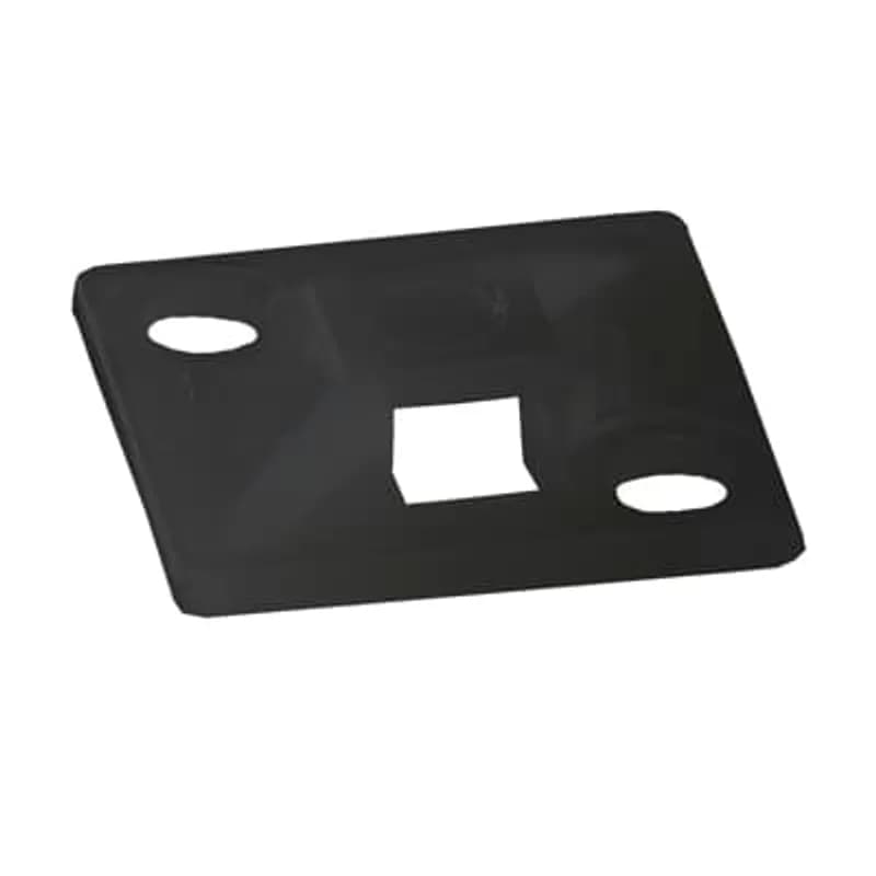 Four-Way Adhesive Mini Mounting Base, Black Nylon 6.6 for Temperatures up to 65 Degrees Celsius (149 F), Weather and Ultraviolet Resistant, Length of 12.7mm (0.50 Inches), Width of 12.7mm (0.50 Inches), Height of 4.52mm (0.178 Inches), Slot Width of 5.59 (0.22 Inches), Self-Adhesive Mounting Method, Bulk Pack