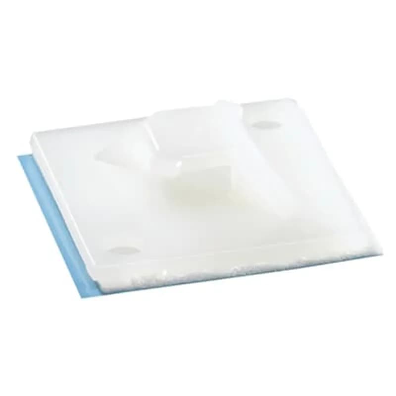 Four-Way and Two-Way Mounting Base With Open Leg Design, Natural Nylon 6.6 for Temperatures up to 65 Degrees Celsius (149 F), Length of 28.6mm (1.13 Inches), Width of 28.6mm (1.13 Inches), Height of 8.7mm (0.34 Inches),Self-Adhesive Mounting Method, Bulk Pack