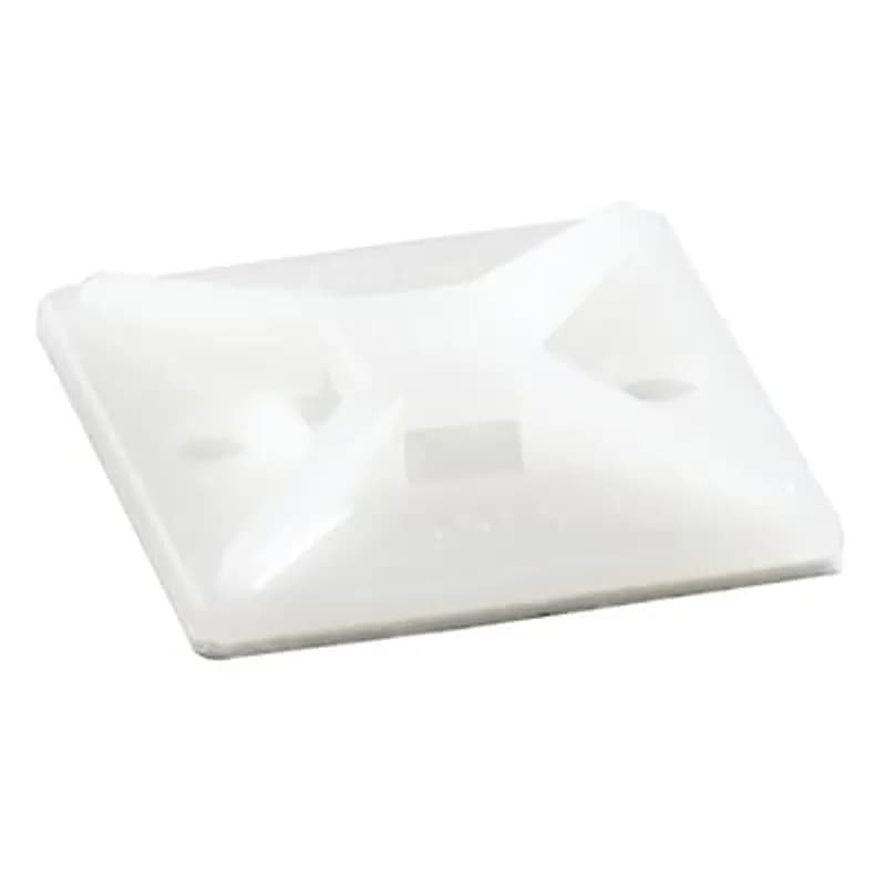 Four-Way Mounting Base, Natural Nylon 6.6 for Temperatures up to 85 Degrees Celsius (185 F), Length of 28.6mm (1.13 Inches), Width of 28.6mm (1.13 Inches), Height of 5.1mm (0.20 Inches), Screw Mounting Method, #6 Screw, Mounting Hole Size of 4.3mm (0.17 Inches), Bulk Pack