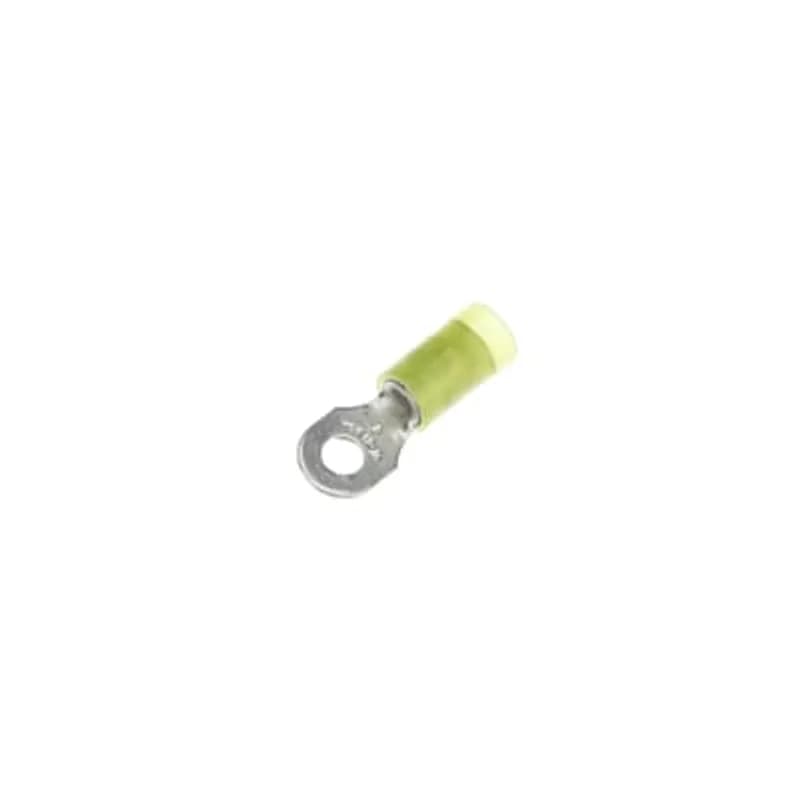 ABB - Installation Products RC10-8 - Nylon Insulated Ring Terminal, Length 1.00 Inches, Width .37 Inches, Maximum Insulation .210, Bolt Hole #8, Wire Range #12-#10 AWG, Color Yellow, Copper, Tin Plated