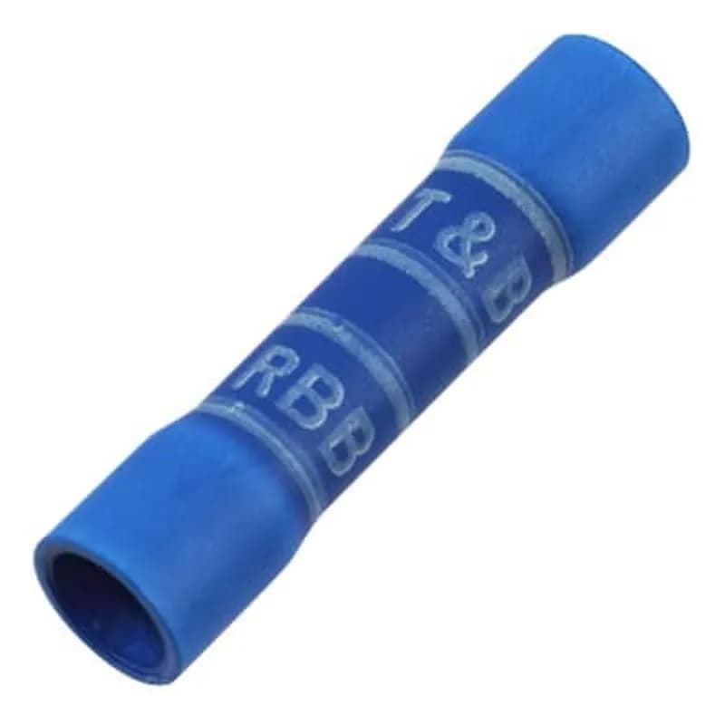ABB - Installation Products RBB217-200 - Expanded Vinyl Insulated Butt Splice, Length 1.13 Inches, Width .26 Inches, Maximum Insulation Diameter .200, Wire Range #16-#14 AWG, Color Blue, Copper, Tin Plated, 1,000 Pack