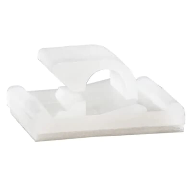 Cable Clamp for Round Cables, Natural Polyamide (Nylon 6.6) for Temperatures up to 65 Degrees Celsius (149 F), Length of 28.5mm (1.12 Inch), Width of 31.8mm (1.25 Inch), Height of 14.2mm (0.56 Inch), Self-Adhesive Mounting Method
