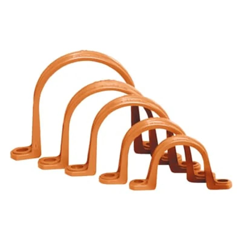 1-1/4 Inch Non-metallic orange conduit clamp.