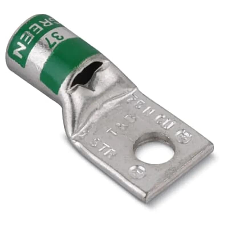 Copper Blank Tongue Lug, Standard Barrel, Peep Hole, Max 35kV, Wire Size #2 AWG, Tin Plated, Die Color Code Brown, Die Code 33