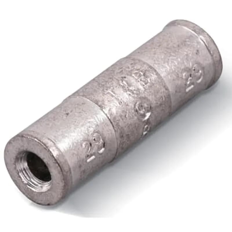 Copper Two-Way Splice - Heavy-Duty, 6 AWG Wire, Tin Plated, Die Code 29