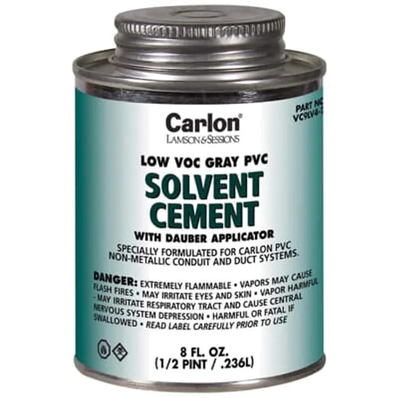 Pint Size Standard Gray Low VOC PVC Cement with Dauber Applicator, Pack Of 12