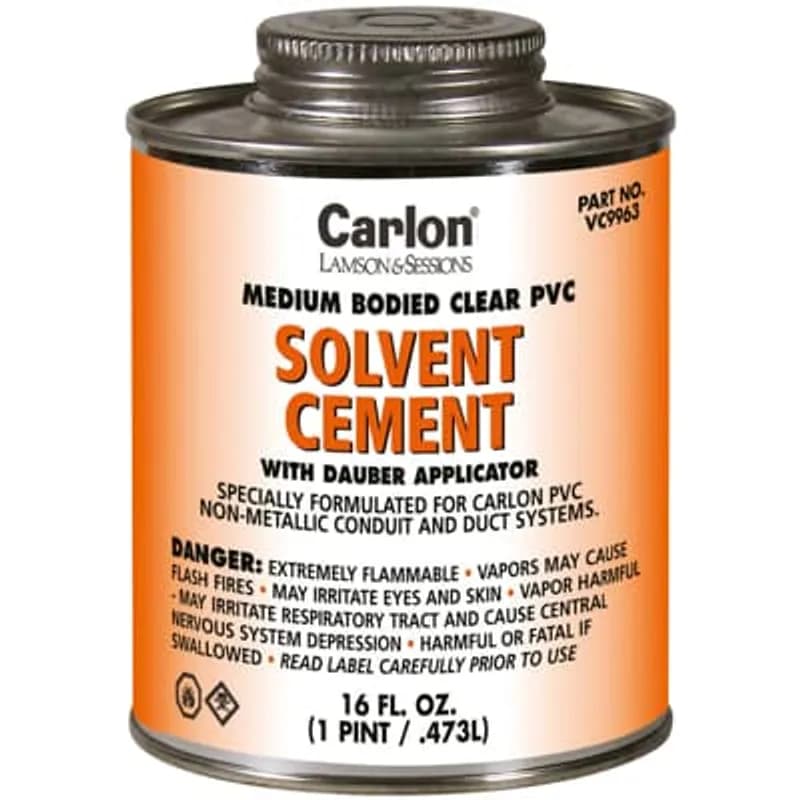 1/2 Pint standard clear PVC cement with dauber applicator.
