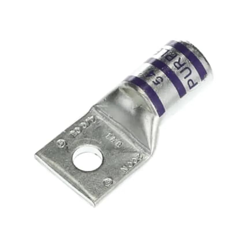 ABB - Installation Products 54168 - Copper One-Hole Lug, Standard Barrel, Max 35kV, Wire Size 4/0 AWG, 5/16 Inch Bolt Size, Tin Plated, Die Code 54, Die Color Code Purple