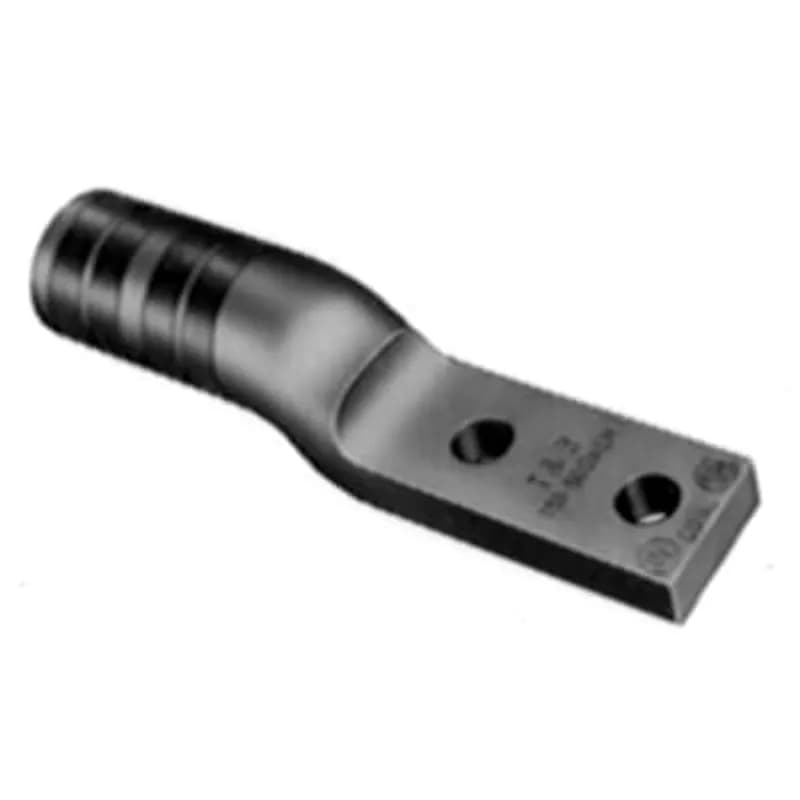 ABB - Installation Products 60278N - Aluminum Two-Hole Range-Taking Narrow Tongue Lug (1-1/2 Inch Wide), Long Barrel, Blind End, Max 35kV, Wire Size 500-750 kcmil, 1/2 Inch Bolt Size, 1-3/4 Inch Hole Spacing, Tin Plated, Die Code 115H, Die Color Code Yellow