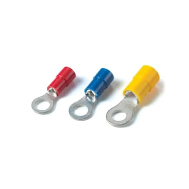 Insulated Vinyl Ring Terminal for Wire Range 16-14 Stud Size #6, Blue, Canister