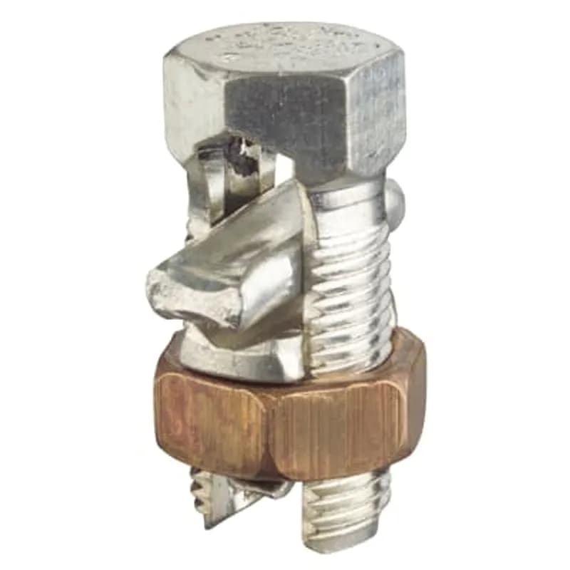 ABB - Installation Products 4HPS - Type HPS Split-Bolt Connector with Spacer, Conductor Range for Equal Main and Tap ACSR 6-8, Conductor Range for Equal Main and Tap CU or AL 4 Sol-12 Sol, Min Tap with One Max Main 12 Sol, Tin Plated