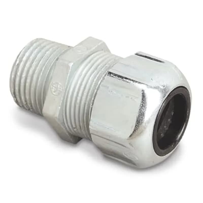 ABB - Installation Products 2237 - Service Entrance Cable Connector, 3/4 Inch, Die Cast Zinc, Gland-Steel-Electro Zinc Plated, Retaining Ring-Stainless Steel, Bushing-Neoprene, Cable Opening 0.230 x 0.430 Inch.