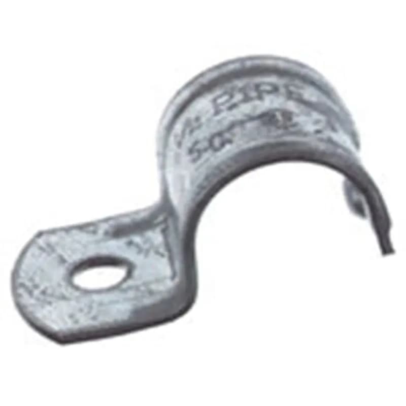 1-1/2 Inch, One Hole Pipe Strap, Malleable Iron-Zinc Plated, For Use with Rigid/IMC Conduit
