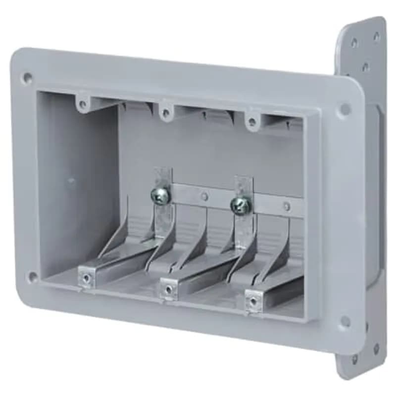 ABB - Installation Products 3-WSW - Three-Gang Device Box, Volume 48 Cubic Inches, Length 3-3/4 Inches, Width 5-3/4 Inches, Depth 2-3/4 Inches, Color Gray, Material Non-Metallic, Cable Entries 12