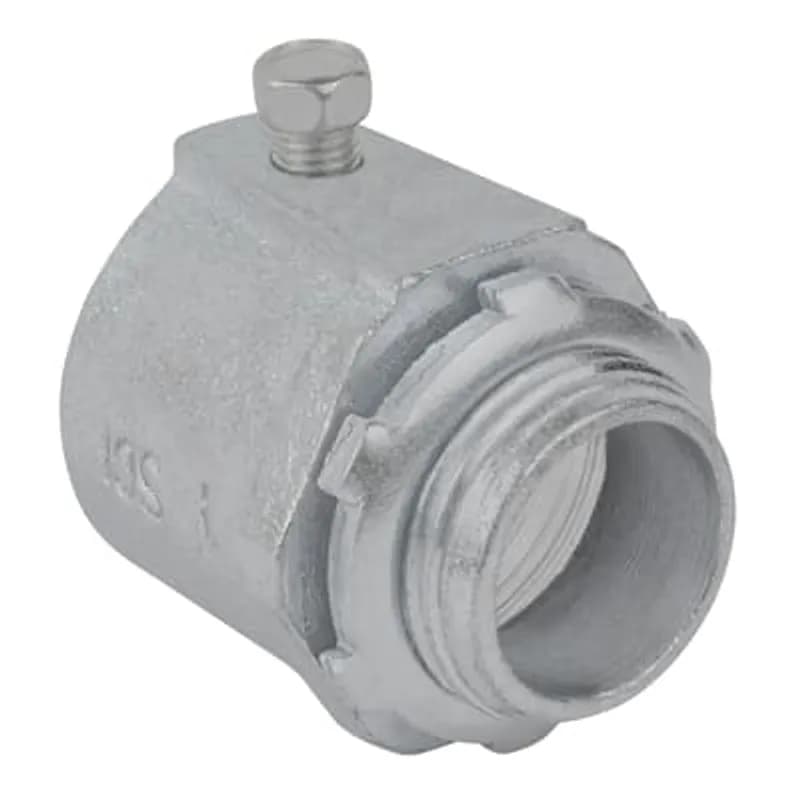 3/4 Inch, Set Screw Connector, Malleable Iron-Zinc Plated, Concrete Tight When Taped, for Use with Rigid Conduit