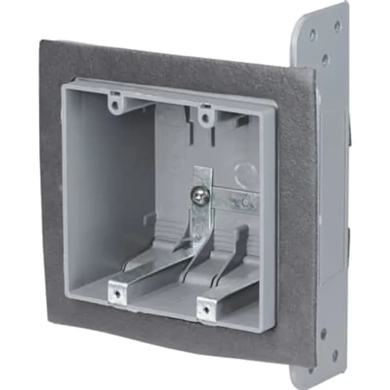 ABB - Installation Products 2-FWSW - Two-Gang Airtight Device Box, Volume 33 Cubic Inches, Length 3-3/4 Inches, Width 4 Inches, Depth 2-3/4 Inches, Color Gray, Material Non-Metallic, Cable Entries 8