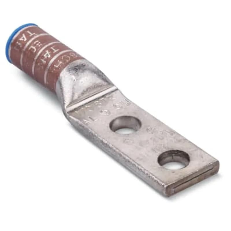 ABB - Installation Products ATL6002 - Type Aluminum Two-Hole Lug, Max 35kV, Wire Size 600 kcmil, 1/2 Inch Bolt Hole, Tin Plated, Die Color Code Black