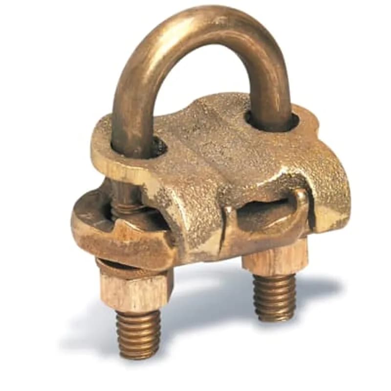 ABB - Installation Products GUV3025 - U-Bolt Copper Ground Clamp, Stainless Steel U-Bolt, Wire Range 2/0 - 250, Rod Size 3 to 3-1/2 Inches, IPS Pipe Size Max 3 Inches, Length 5-9/16 Inches, Width 4-13/16 Inches, Depth 1-9/16 Inches