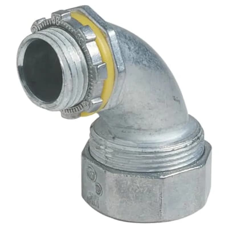 Connector, 90 Degree, Conduit Size 1/2 Inch, Height 2.00 Inches, Length 1.41 Inch, Die Cast Zinc