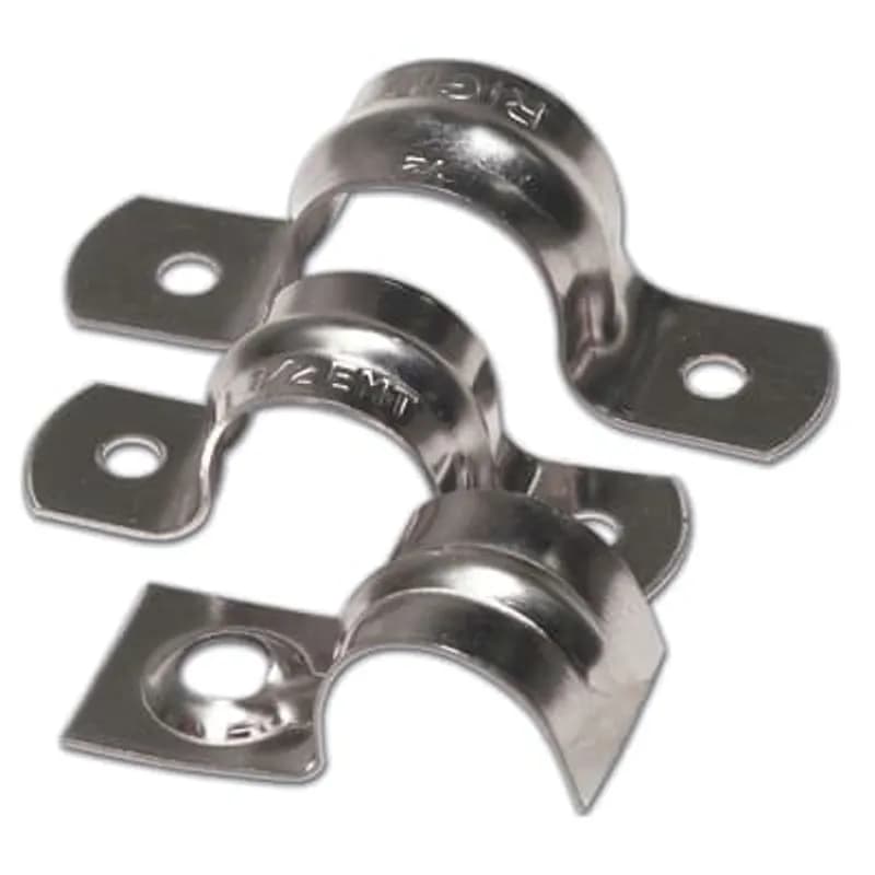 One Hole Snap Strap, Conduit Size 1/2 Inch, Length 1.79 Inches, Width 0.57 Inches, Material Zinc Plated Steel, For use with EMT Conduit