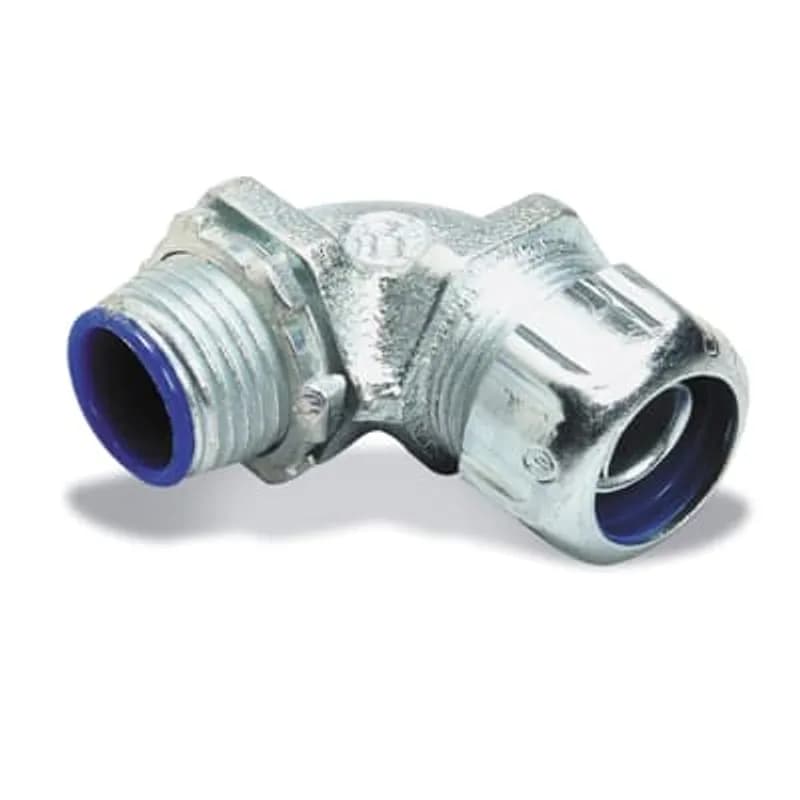 ABB - Installation Products 040-5352 - Liquidtight Connector, Insulated Conduit Joint, 1/2 Inch Flexible, Metal Conduit Connector, 90 Degree Angle, UL Listed Liquidtight, UL Listed As Grounding Means, Under NEC 351-9, Duraplated, 25 Pieces
