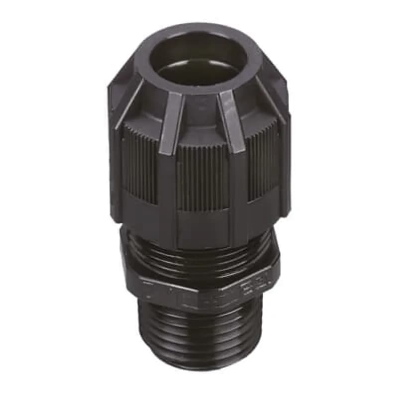 ABB - Installation Products 2941NM - Liquidtight Strain Relief Connector, Straight, 1 Inch NPT Thread, Cable Range 0.500 Inch/12.7mm to 0.750 Inch/19.0mm, IP65 Rating, UV Resistant Polyamide 6.6 Body, Black