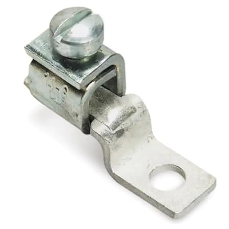 Locktite One-Hole Lug, Offset Tongue, Copper Tongue, Conductor Range 14-6 AWG, #10 Bolt, Steel Cadmium Plated
