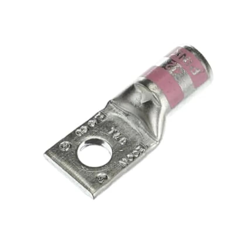 ABB - Installation Products 54153-TB - Copper One-Hole Lug, Standard Barrel, Peep Hole, Max 35kV, Wire Size 1/0 AWG, 5/16 Inch Bolt Size, Tin Plated, Die Code 42, Die Color Code Pink