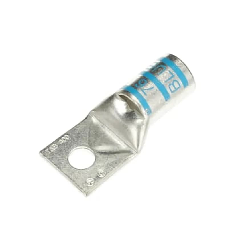 ABB - Installation Products 54116 - Copper One-Hole Lug, Standard Barrel, Peep Hole, Max 35kV, Wire Size 400 kcmil, 1/2 Inch Bolt Size, Tin Plated, Die Color Code Blue, Die Code 76