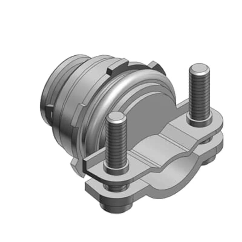 ABB - Installation Products 3301-TB - Two Screw Connector, Trade Size 3/8 Inch, 1/2 Inch Knockout, Grounding Type, CSA Certified for Aluminum Sheathed, CSA Certified for Aluminum and Steel Flexible Metal Conduit, Armored Cable and Armored Lead Cable, Steel