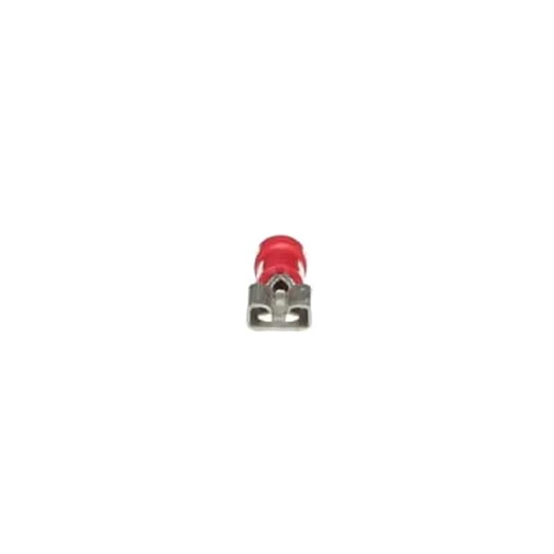Vinyl-Insulated Female Disconnect, Length .96 Inches, Width .29 Inches, Maximum Insulation .150, Tab Size .250x.032, Wire Range #22-#18 AWG, Color Red, Copper, Tin Plated, Mini-Pack