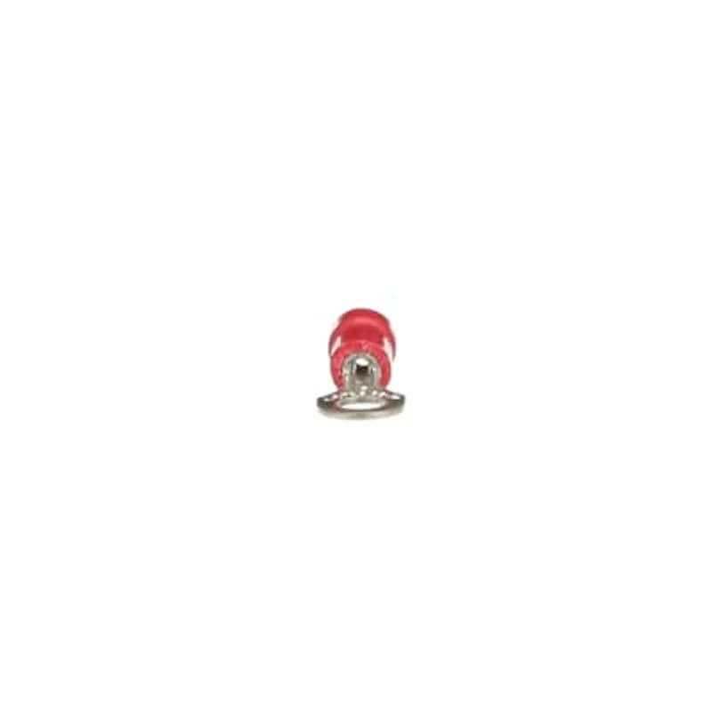 Vinyl-Insulated Ring Terminal, Length .97 Inches, Width .31 Inches, Maximum Insulation .150, Bolt Hole #8, Wire Range #22-#18 AWG, Color Red, Copper, Tin Plated, Mini-Pack