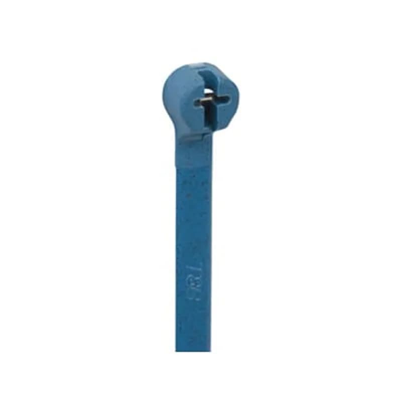 ABB - Installation Products TY524M-NDT - Detectable Cable Tie, Bright Blue Polyamide (Nylon 6.6) for Temperatures up to 85 Degrees Celsius (185 F) for Indoor Applications, Length of 137mm (5.53 Inches), Width of 3.6mm (0.14 Inches), Tensile Strength Rating of 133 Newtons (35 Pounds)