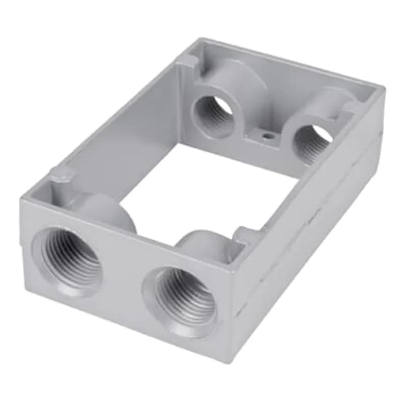 Single Gang Universal Box Extension Adapter, 1-3/8 Inch Deep, 4 Outlets, 2 on Top and Bottom, with 4 Plugs, Gasket, and Screws