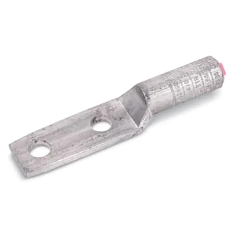 ABB - Installation Products ALS4 - Aluminum Two-Hole Lug - Straight Long Barrel, Wire Range 2 ASCR, 1-2 Stranded, 1-2 Compact, 1/2 Inch Bolt Size, Blind-End, Mechanical Dies: 840, K840, 845, TX, Hydraulic Dies: 840, B49EA, EEI 11A, K840, 249, 76, CSA24. For Aluminum and Copper Conductors