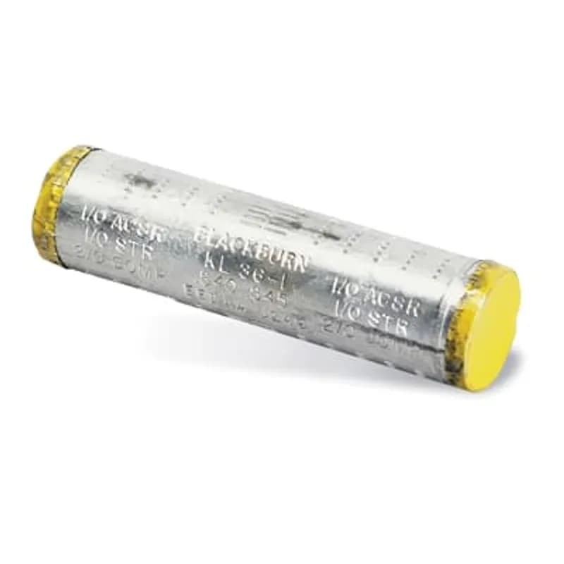 ABB - Installation Products KL22-1 - Aluminum 3-1/2 Inch Service Entrance Compression Splice for Wire Range - End A: 4 Str., 4 Str. Compact, Orange, End B: 4 Str., 4 Str. Compact, Orange, Die: 840. For AL to AL and AL to CU Conductors.