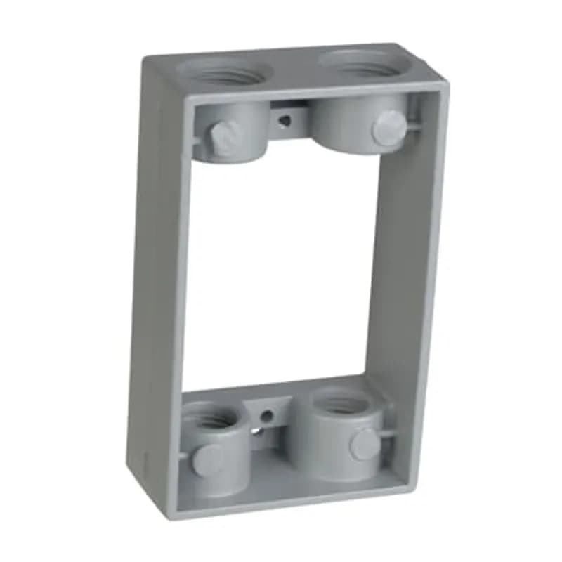 Single Gang Universal Box Extension Adapter, 1-3/8 Inch Deep, 4 Outlets, 2 on Top and Bottom, with 4 Plugs, Gasket, and Screws, Pack of 6