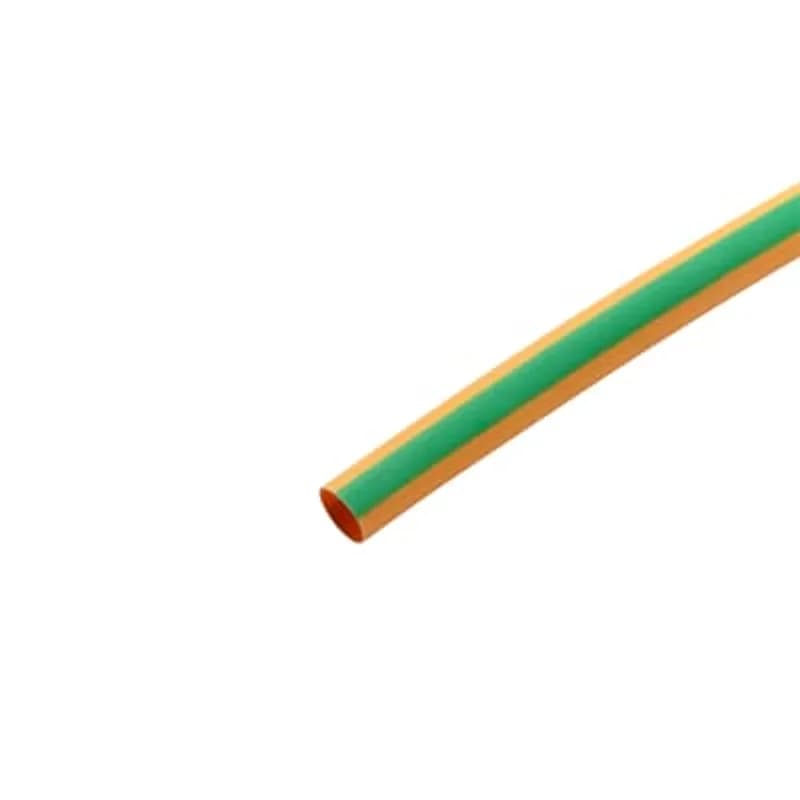 ABB - Installation Products CPO125-S-C - Thin-Wall Heat Shrinkable Tubing, Green/Yellow Striped Cross-Linked Polyolefin, 1/8 Inch, Shrink Ratio 2:1, Length 100 Feet, Operating Temperature -55 to 135 Degrees Celsius, Non-Lined