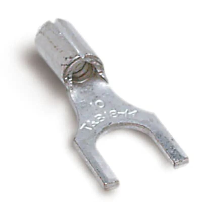Non-Insulated Fork Teminal for Wire Range 12-10 Stud Size #8, Metallic
