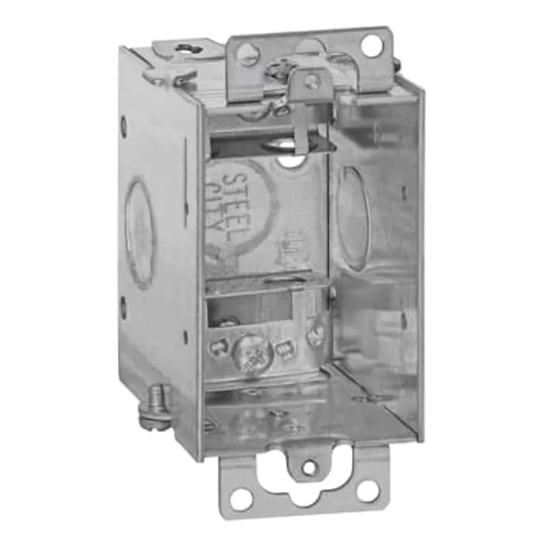 Gangable Switch Box, 12.5 Cubic Inches, 3 Inches Long x 2 Inches Wide x 2-1/2 Inches Deep, 1/2 Inch Knockouts, Pre-Galvanized Steel, Armored Cable Clamps (C-3) and Ears Flush for Old Work, For use with Armored/Metal Clad Cable, pack of 25, for Retail