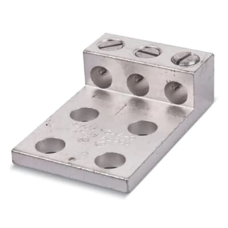 ABB - Installation Products AT3 A 4-500 N - Aluminum Mechanical Lug, #2 - 500 kcmil, Dual Rated Copper and Aluminum, 1/2 inch Bolt hole, Three Barrel, Four Hole Pad