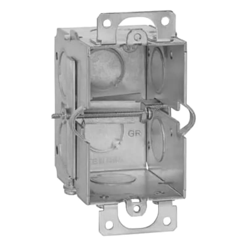Gangable Switch Box, 12.5 Cubic Inches, 3 Inches Long x 2 Inches Wide x 2-1/2 Inches Deep, 1/2 Inch Knockouts, Pre-Galvanized Steel, Tiger Grip, and Ears Flush, For use with Conduit, pack of 16, for Retail