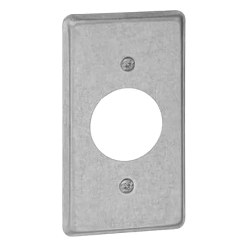 One Gang Utility Box Cover, 4 Inch Long x 2-1/8 Inch Wide x 1/4 Inch Raised, Pre-Galvanized Steel, For Single Receptacle with 1-13/32 Inch Diameter, pack of 25, customer package