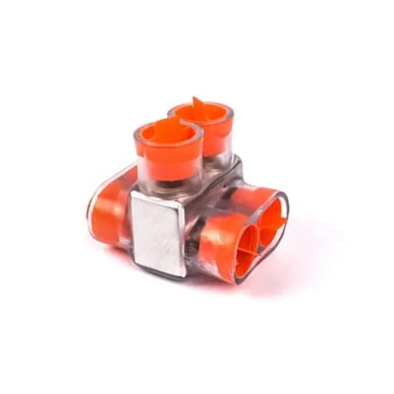 ABB - Installation Products CSB 350-2 - Aluminum Multi-Tap Encapsulated Cable Blocks, Two-Way Configuration, Wire Range 350 kcmil-10 Str, Hex Size 3/8 Inch, Length 2.22 Inches, Width 3.0 Inches, Height 2.50 Inches, Outlets 2, Clear Insulation