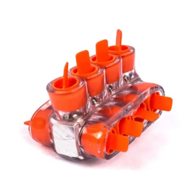 ABB - Installation Products CSB 4-4 - Aluminum Multi-Tap Encapsulated Cable Blocks, Two-Way Configuration, Wire Range 4-14 Str, Screw Size Slotted, Length 2.12 Inches, Width 1.50 Inches, Height 1.25 Inches, Outlets 4, Clear Insulation