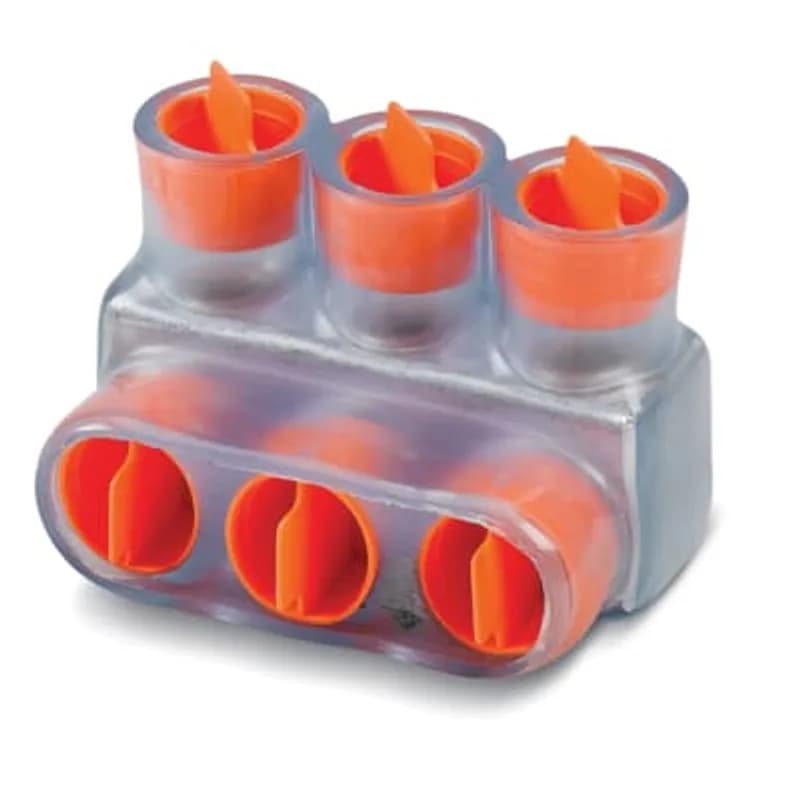 ABB - Installation Products CSB 250-3 S - Aluminum Multi-Tap Encapsulated Cable Blocks, One-Way Configuration, Wire Range 250 kcmil-6 Str, Hex Size 5/16 Inch, Length 3.09 Inches, Width 2.13 Inches, Height 2.13 Inches, Outlets 3, Clear Insulation