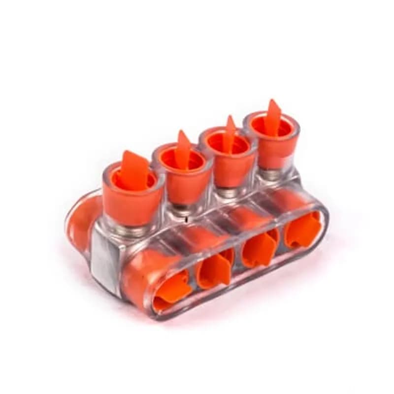 ABB - Installation Products CSB 250-4 - Aluminum Multi-Tap Encapsulated Cable Blocks, Two-Way Configuration, Wire Range 250 kcmil-6 Str, Hex Size 5/16 Inch, Length 4.06 Inches, Width 2.64 Inches, Height 2.13 Inches, Outlets 4, Clear Insulation